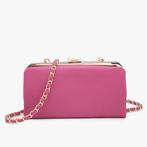 Sue Snap Clasp Wallet Pouch Crossbody Hot Pink Fuchsia